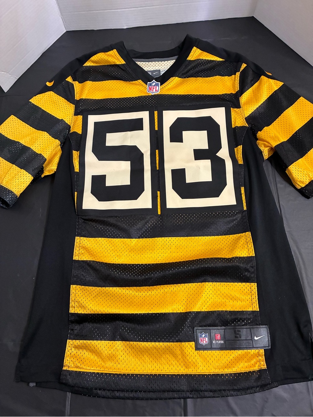 NFL Black and Gold Mesh Football Jersey with #53 Tag